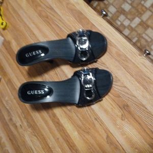 Guess black and silver mule